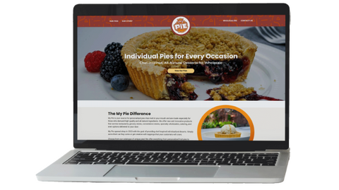 Laptop with the my pie website 