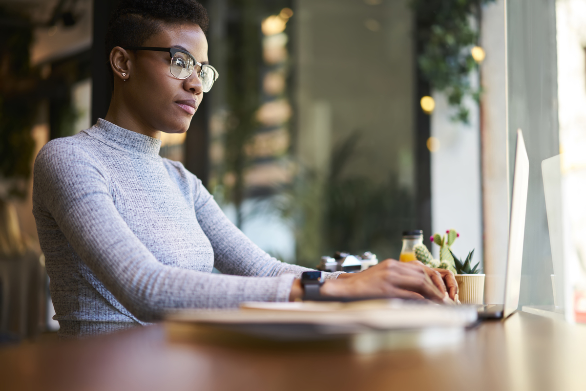 business woman working at her computer