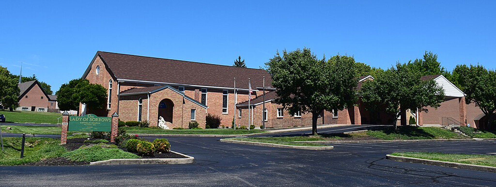 Church building and parking lot