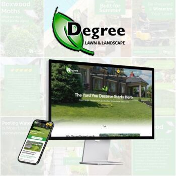Degree Lawn and Landscape website on phone and computer screen with logo