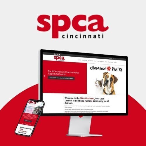 SPCA website on phone and computer screen with logo