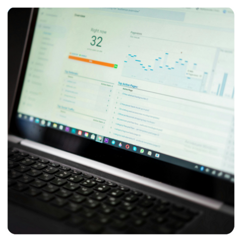 analytics graphs on a laptop screen